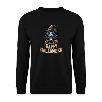 Joyeux Halloween Zombie mignon avec Chapeau de Sorcière - Sweat-shirt Unisexe - noir - Devant - Alina (178cm) & Michal (187cm)