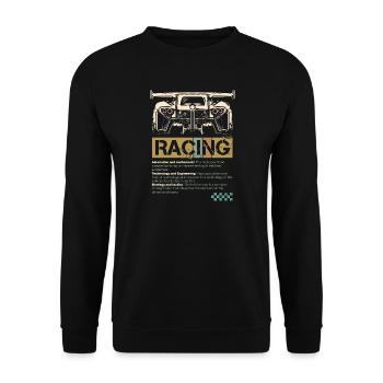Racing Auto retro Tuning Tuner GT Race Symbol Logo - Unisex Pullover - Schwarz - Vorne - Alina (178cm) & Michal (187cm)