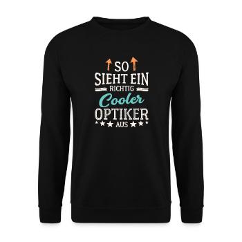 So sieht ein richtig cooler Optiker aus Augenoptik - Unisex Pullover - Schwarz - Vorne - Alina (178cm) & Michal (187cm)