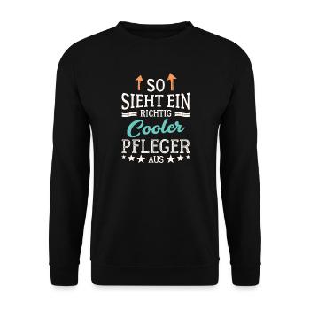 So sieht ein richtig cooler Pfleger aus - Unisex Pullover - Schwarz - Vorne - Alina (178cm) & Michal (187cm)