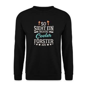 So sieht ein richtig cooler Förster aus - Unisex Pullover - Schwarz - Vorne - Alina (178cm) & Michal (187cm)
