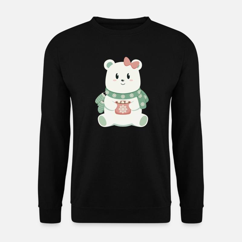 Polar bear with bow - Unisex Sweatshirt - black