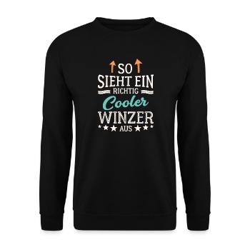 So sieht ein cooler Winzer aus Kellerei Wein - Unisex Pullover - Schwarz - Vorne - Alina (178cm) & Michal (187cm)