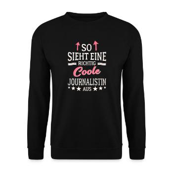 So sieht eine coole Journalistin aus Presse - Unisex Pullover - Schwarz - Vorne - Alina (178cm) & Michal (187cm)