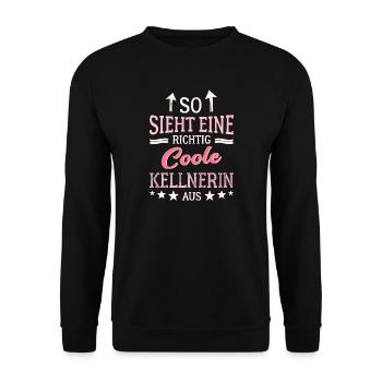 So sieht eine coole Kellnerin aus Bedienung - Unisex Pullover - Schwarz - Vorne - Alina (178cm) & Michal (187cm)