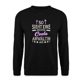 So sieht eine richtig coole Anwältin aus Juristin - Unisex Pullover - Schwarz - Vorne - Alina (178cm) & Michal (187cm)