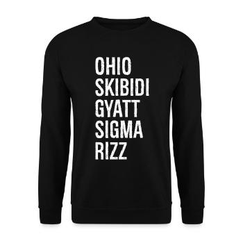 Ohio Skibidi Gyatt Sigma Rizz - Unisex Pullover - Schwarz - Vorne - Alina (178cm) & Michal (187cm)