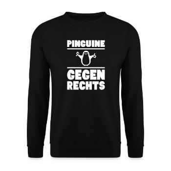 Pinguine gegen rechts / weiß - Unisex Pullover - Schwarz - Vorne - Alina (178cm) & Michal (187cm)