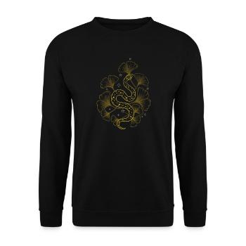 Serpent au ginkgo au printemps - Sweat-shirt Unisexe - noir - Devant - Alina (178cm) & Michal (187cm)