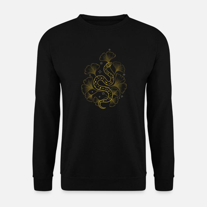 Snake with ginkgo in spring - Unisex Sweatshirt - black