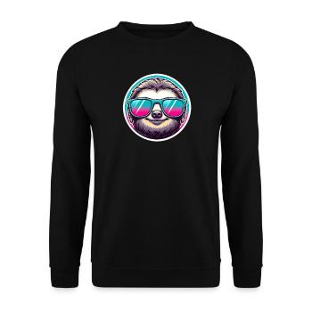 Sloth with sunglasses in pastel - Unisex Sweatshirt - black - Front - Alina (178cm) & Michal (187cm)