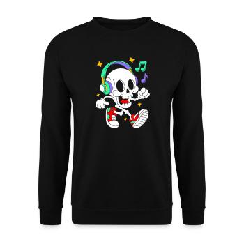 Squelette mélomane avec casque - Sweat-shirt Unisexe - noir - Devant - Alina (178cm) & Michal (187cm)
