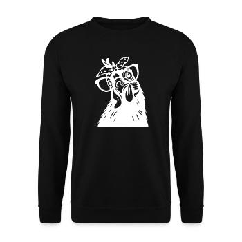 Drôle de poulet avec bandana Art - Sweat-shirt Unisexe - noir - Devant - Alina (178cm) & Michal (187cm)
