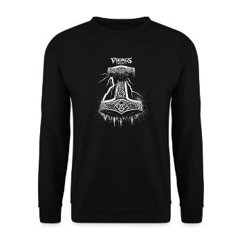 Thor's Hammer - Unisex Pullover - Schwarz - Vorne - Alina (178cm) & Michal (187cm)