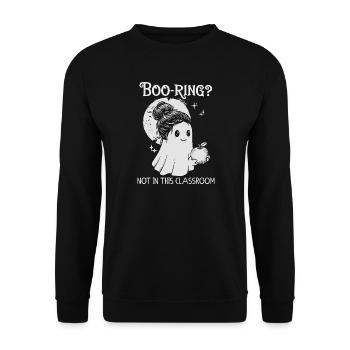 Funny Teacher Skeleton Halloween Classroom - Unisex Sweatshirt - black - Front - Alina (178cm) & Michal (187cm)