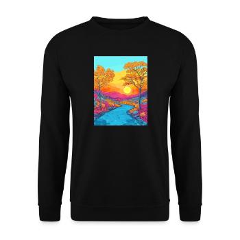 Lebendige Herbstlandschaftsszene - Unisex Pullover - Schwarz - Vorne - Alina (178cm) & Michal (187cm)