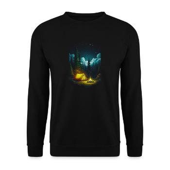 Starry Night Campfire Forest Scene - Unisex Sweatshirt - black - Front - Alina (178cm) & Michal (187cm)