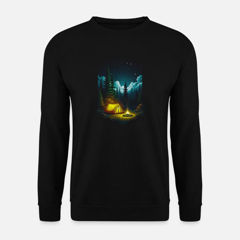 Starry Night Campfire Forest Scene - Unisex Sweatshirt - black