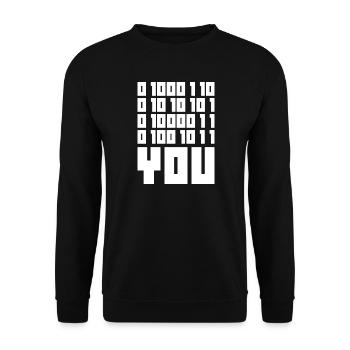 Binary Code F**k YOU – Geek Code & Nerd Humo - Unisex Sweatshirt - black - Front - Alina (178cm) & Michal (187cm)