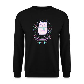 Meowy Catmas Pink Kawaii Christmas Cat - Unisex Sweatshirt - black - Front - Alina (178cm) & Michal (187cm)
