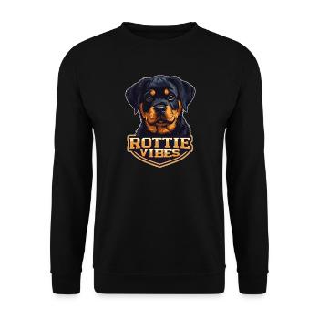 Rottie Vibes - Portrait de chiot Rottweiler mignon - Sweat-shirt Unisexe - noir - Devant - Alina (178cm) & Michal (187cm)