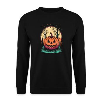Citrouille d'Halloween en forêt - Sweat-shirt Unisexe - noir - Devant - Alina (178cm) & Michal (187cm)