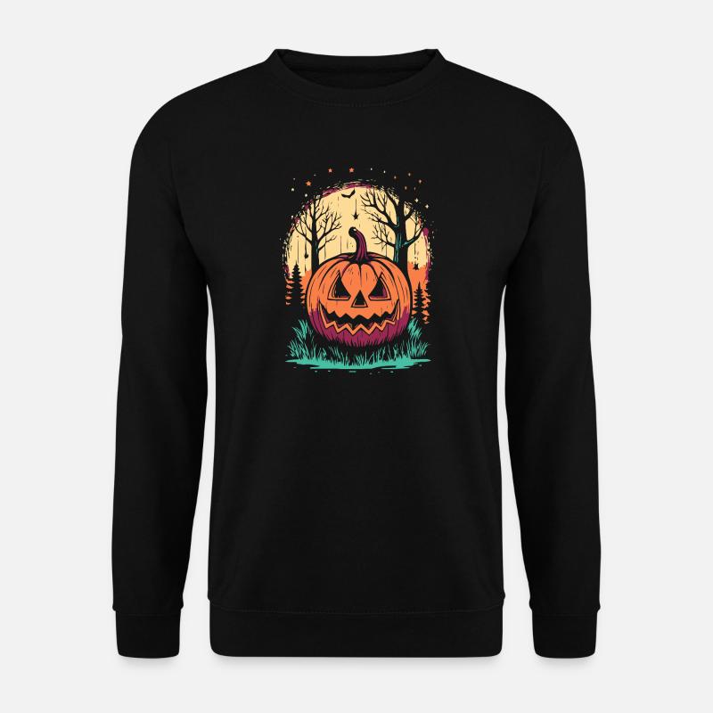 Halloween-Kürbis im Wald - Unisex Pullover - Schwarz