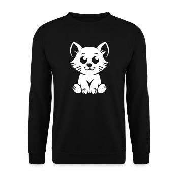 Chat de dessin animé mignon - Motif animal de dessin animé drôle - Sweat-shirt Unisexe - noir - Devant - Alina (178cm) & Michal (187cm)