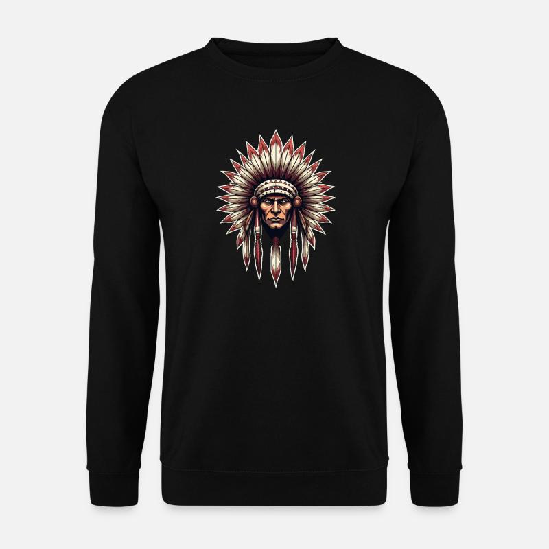 Häuptling Kopfschmuck Illustration - Unisex Pullover - Schwarz