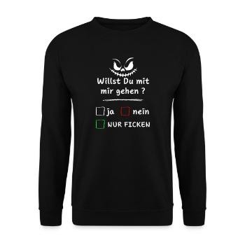 Willst Du mit mir gehen? ja nein nur ... - Unisex Pullover - Schwarz - Vorne - Alina (178cm) & Michal (187cm)