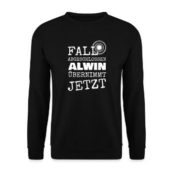 First name Alwin - Unisex Sweatshirt - black - Front - Alina (178cm) & Michal (187cm)