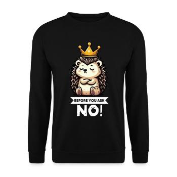 Before You Ask Igel Igelliebhaber Igelfan Stachel - Unisex Pullover - Schwarz - Vorne - Alina (178cm) & Michal (187cm)