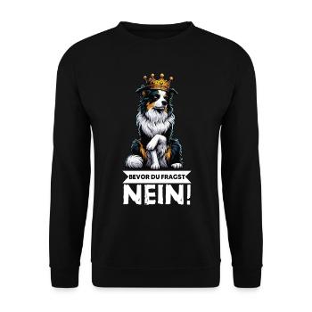 Before you ask: Australian Shepherd Aussie Aussie - Unisex Sweatshirt - black - Front - Alina (178cm) & Michal (187cm)