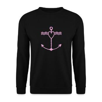 Heart Anchor Wave Design - Unisex Sweatshirt - black - Front - Alina (178cm) & Michal (187cm)