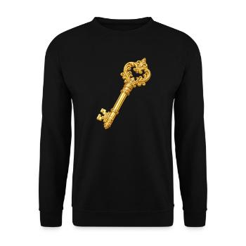 Goldener Ornament-Schlüssel - Unisex Pullover - Schwarz - Vorne - Alina (178cm) & Michal (187cm)