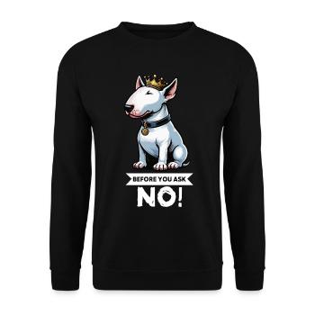 Before You Ask Miniatur Bullterrier Bully Bullys - Unisex Pullover - Schwarz - Vorne - Alina (178cm) & Michal (187cm)
