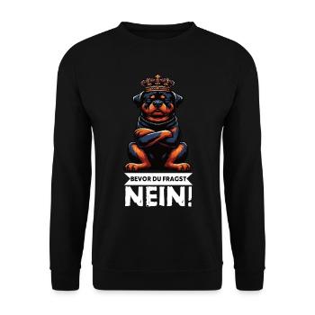 Avant que vous ne demandiez, pas de Rottweiler propriétaire de rottweiler - Sweat-shirt Unisexe - noir - Devant - Alina (178cm) & Michal (187cm)