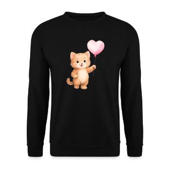 Chat Ballon Cœur - Sweat-shirt Unisexe - noir - Devant - Alina (178cm) & Michal (187cm)
