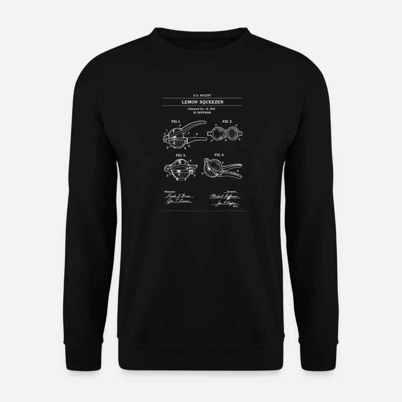 Lemon Squeezer Patentlinien-Kunst - Unisex Pullover - Schwarz