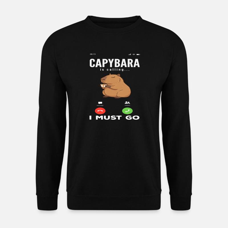 Phone Call Calling Capybaras Cute - Unisex Sweatshirt - black