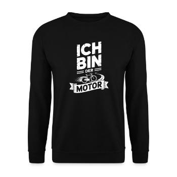 Ich bin der Motor Fahrrad - Unisex Pullover - Schwarz - Vorne - Alina (178cm) & Michal (187cm)