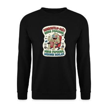 Horrorfilm Diät Popcorn Humor - Unisex Pullover - Schwarz - Vorne - Alina (178cm) & Michal (187cm)