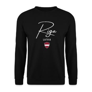 Riga Latvia, elegant design Riga - Unisex Sweatshirt - black - Front - Alina (178cm) & Michal (187cm)