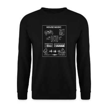 House Music Gear Blueprint - Unisex Pullover - Schwarz - Vorne - Alina (178cm) & Michal (187cm)