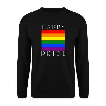 HAPPY PRIDE Regenbogen lgbtqia+ - Unisex Pullover - Schwarz - Vorne - Alina (178cm) & Michal (187cm)