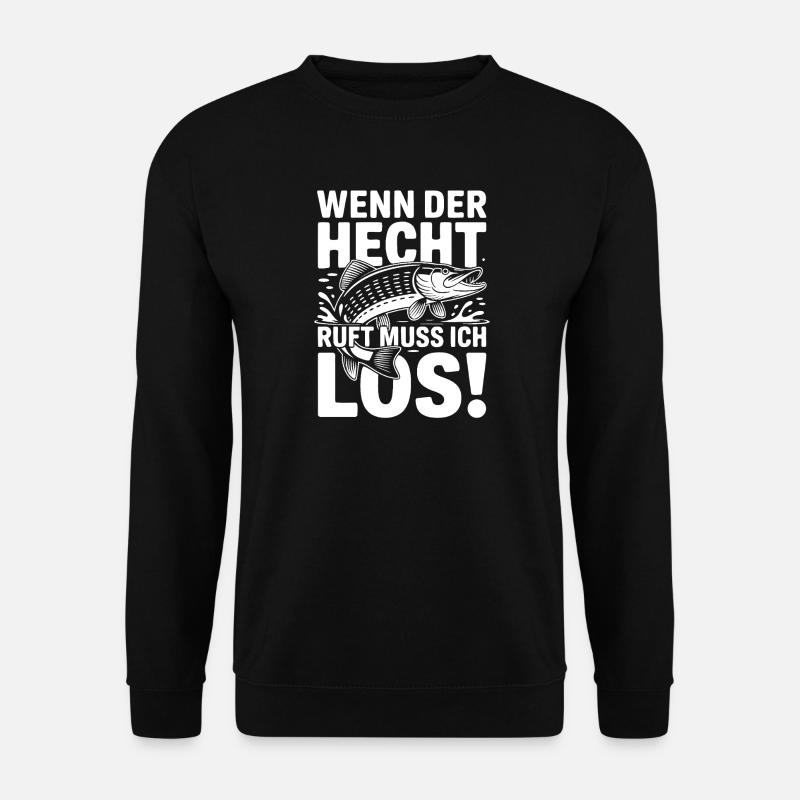 Hecht Angeln Humor - Unisex Pullover - Schwarz