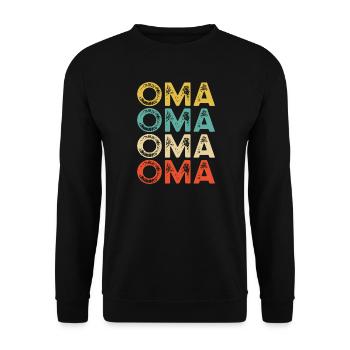 Oma Farbblock Typo – Retro Distressed - Unisex Pullover - Schwarz - Vorne - Alina (178cm) & Michal (187cm)