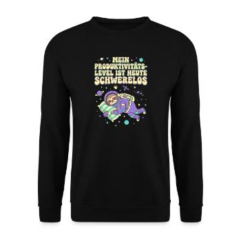 Faultier Astronaut Weltraum Produktivität - Unisex Pullover - Schwarz - Vorne - Alina (178cm) & Michal (187cm)