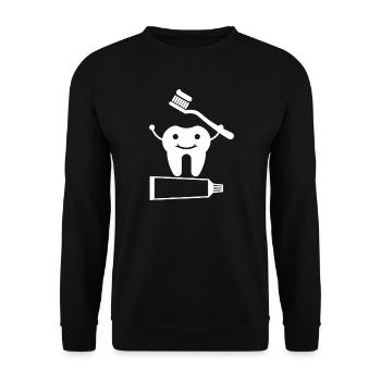 Tooth with toothbrush and toothpaste - Unisex Sweatshirt - black - Front - Alina (178cm) & Michal (187cm)