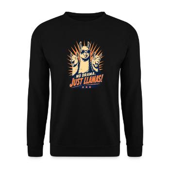 No Drama Just Llama Cool Retro - Unisex Sweatshirt - black - Front - Alina (178cm) & Michal (187cm)